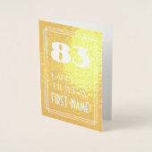 83番目の誕生日~アールデコスタイル「83」と名前をカスタムする 箔カード (正面)