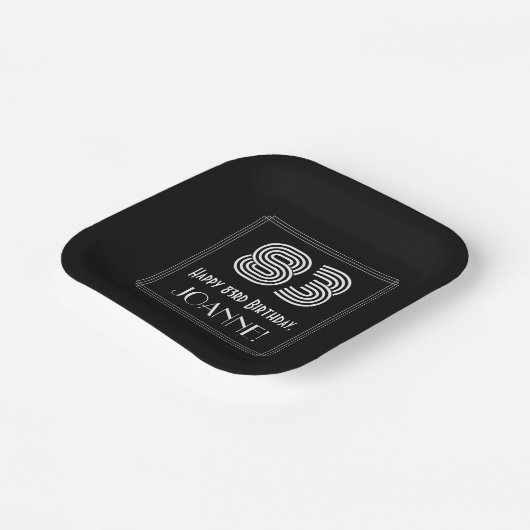 83番目の誕生日—インスパイアアールデコの外観:「83」 +名前 ペーパープレート (傾斜あり)