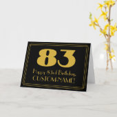 83番目の誕生日:インスパイアアールデコの外観「83」 & Name カード (黄色い花)