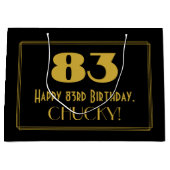 83番目の誕生日—インスパイアアールデコの外観「83」 & Name ラージペーパーバッグ (正面)