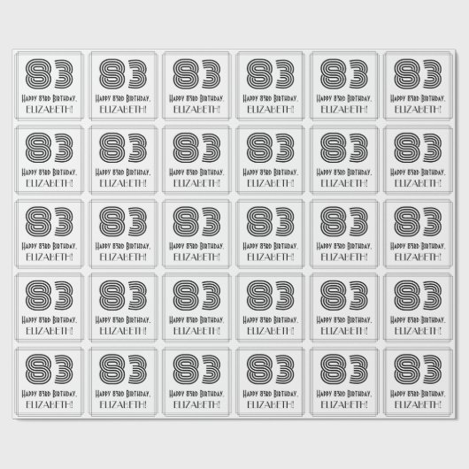 83番目の誕生日:インスパイアアールデコスタイル「83」 +名前 ラッピングペーパー (フラット)