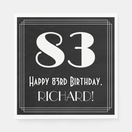 83番目の誕生日~インスパイアアールデコルック"83",名前 スタンダードランチョンナプキン (正面)