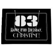 83番目の誕生日~インスパイアアールデコルック"83" +名前 ラージペーパーバッグ (正面)