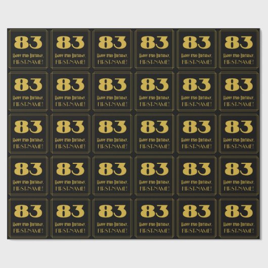 83番目の誕生日-インスパイアアールデコルック"83" & Name ラッピングペーパー (フラット)
