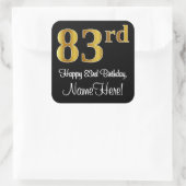 83番目の誕生日-エレガント豪華なフェイク金ゴールドルック# スクエアシール (バッグ)