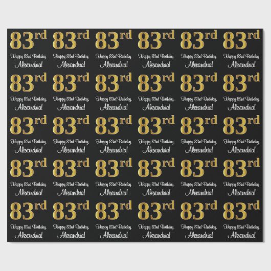 83番目の誕生日:エレガント贅沢なフェイク金ゴールドルック# ラッピングペーパー (フラット)
