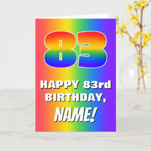 83番目の誕生日: カラフル、おもしろいレインボーパターン# 83 カード