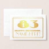 83番目の誕生日、名前+インスパイアアールデコ外観「83」 箔カード (封筒付き正面)