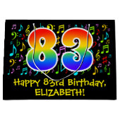 83誕生日カラフル – 楽譜記号， Rainbow 83 ラージペーパーバッグ (正面)