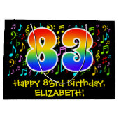 83誕生日カラフル – 楽譜記号， Rainbow 83 ラージペーパーバッグ (裏面)