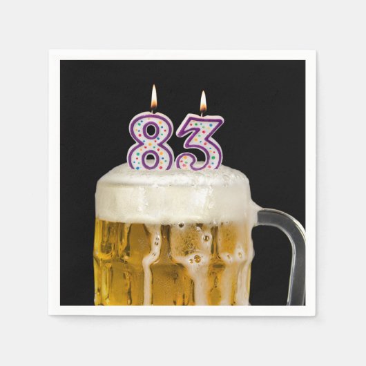 83誕生日ビールオンブラック スタンダードカクテルナプキン (正面)
