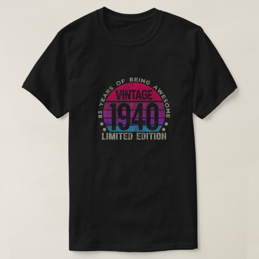 83誕生日83歳ギフトヴィンテージ1940制限 Tシャツ (デザイン正面)