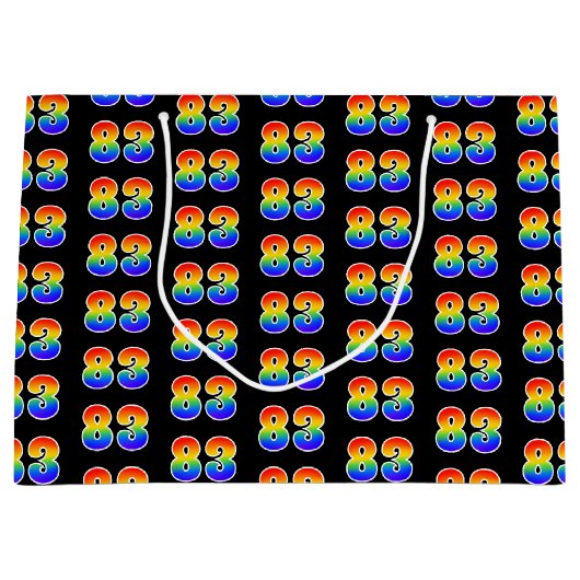 83誕生日:おもしろいレインボーイベントナンバー83パターン ラージペーパーバッグ (正面)