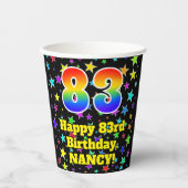 83誕生日:おもしろい星パターンと虹83 紙コップ (正面)