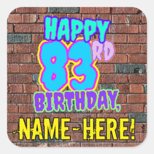 83誕生日-おもしろい、アーバングラフィティインスパイアルック スクエアシール