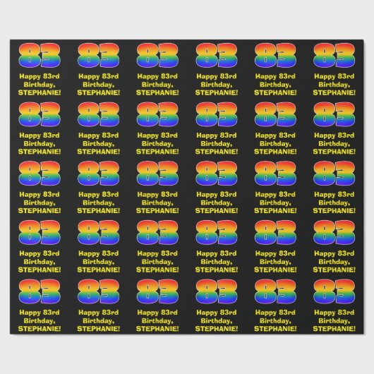 83誕生日:おもしろい、カラフルレインボーインスパイア# 83 ラッピングペーパー (シーム)