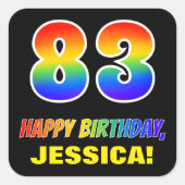 83誕生日:はっきりした,おもしろい,シンプル虹, 83 スクエアシール (正面)