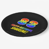 83誕生日:はっきりした,おもしろい,シンプル虹， 83 ペーパープレート (アングル)