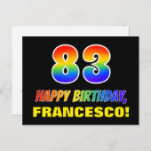 83誕生日:はっきりした,おもしろい,シンプル虹, 83 ポストカード (正面/裏面)