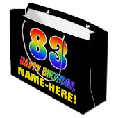 83誕生日:はっきりした,おもしろい,シンプル虹， 83 ラージペーパーバッグ (裏面アングル)