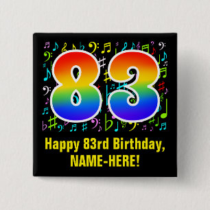 83誕生日:カラフルMusic Symbols, Rainbow 83 缶バッジ