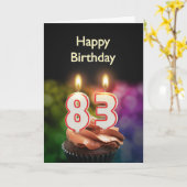 83誕生日(ケーキとキャンドル) カード (黄色い花)