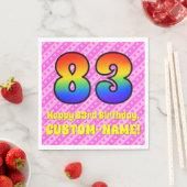 83誕生日:ピンクストライプのハート、レインボー# 83 スタンダードランチョンナプキン (インサイチュ)