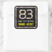 83誕生日:フローラ花数名前をカスタムする スクエアシール (バッグ)