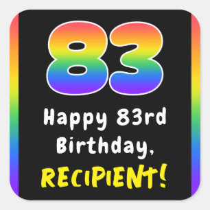 83誕生日:レインボースペクトル# 83、名前をカスタムする スクエアシール