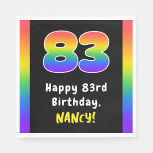 83誕生日:レインボースペクトル# 83、名前をカスタムする スタンダードランチョンナプキン