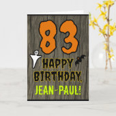 83誕生日:不気味ハロウィーンテーマ、名前をカスタムする カード (黄色い花)