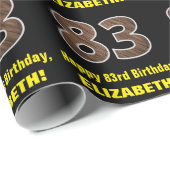 83誕生日:名前フェイク&木目パターン「83」 ラッピングペーパー (ロールコーナー)