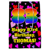 83誕生日:愛するハートパターン、虹# 83 ミディアムペーパーバッグ (裏面)