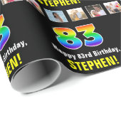 83誕生日: Rainbow "83"；写真カスタムと名前 ラッピングペーパー (ロールコーナー)