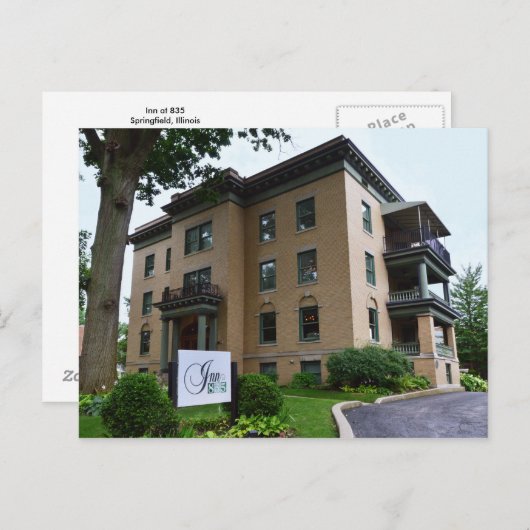 835 Inn、イリノイ州スプリングフィールド ポストカード (正面/裏面)