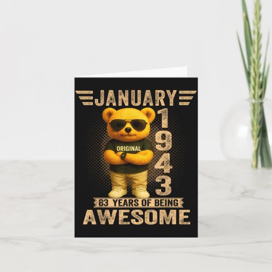 83 Year Old January 1943 Teddy Bear 83rd Birthday カード (正面)