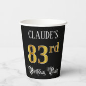 83rd誕生日パーティー – ファンシースクリプト、フェイク金ゴールドルック 紙コップ (裏面)