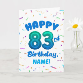 83rd Balloon Number Custom Name Birthday Card カード