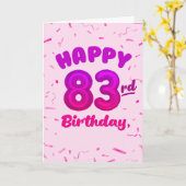 83rd Balloon Number Custom Name Birthday Card カード (黄色い花)