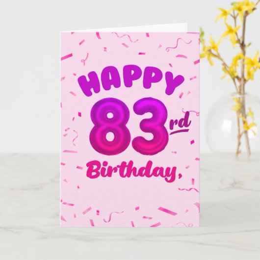 83rd Balloon Number Custom Name Birthday Card カード (黄色い花)