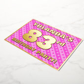 83rd Birthday Party —おもしろいピンクハートとストライプ 箔招待状 (回転した状態)