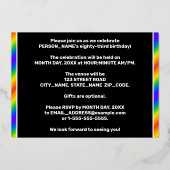 83rd Birthday Party —おもしろい、レインボースペクトル「83」 箔招待状 (裏面)