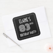 83rd Birthday Party:アールデコスタイルと名前をカスタムする スクエアシール (封筒)
