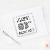 83rd Birthday Party:アールデコスタイル+名前をカスタムする スクエアシール (封筒)