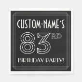 83rd Birthday Party:アールデコスタイル+名前をカスタムする スタンダードランチョンナプキン (正面)