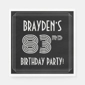 83rd Birthday Party:アールデコスタイル+名前をカスタムする スタンダードランチョンナプキン (正面)