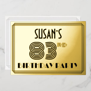 83rd Birthday Party —アールデコスタイル「83」 & Name 箔招待状