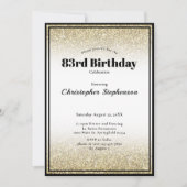 83rd Birthday Party Invitation in Black and Gold 招待状 (正面)