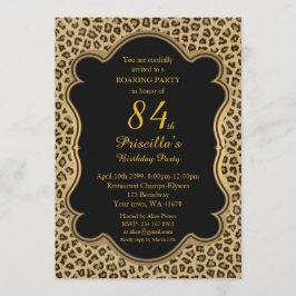 84日，誕生会84日，チーター，黒と金ゴールド 招待状