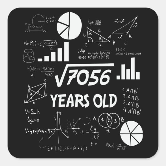 84歳の月日数学先生84th誕生日ギフト スクエアシール (正面)